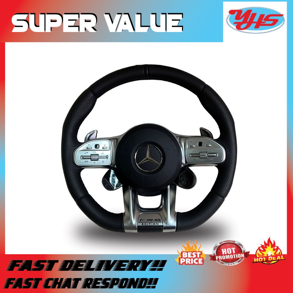 USED ORI MERCEDES A35 W177 W247 W118 2018-2022 AMG STEERING WHEEL WITH AIRBAG
