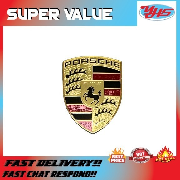 NEW ORI PORSCHE CAYENNE 957-958-95B 9J1 2014-2018 HOOD EMBLEM WITH MOUNTING BASE PLATE